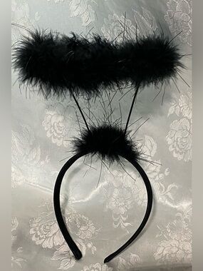 Black Fuzzy Antenna Headband Costume Party Festival Hair Accessory